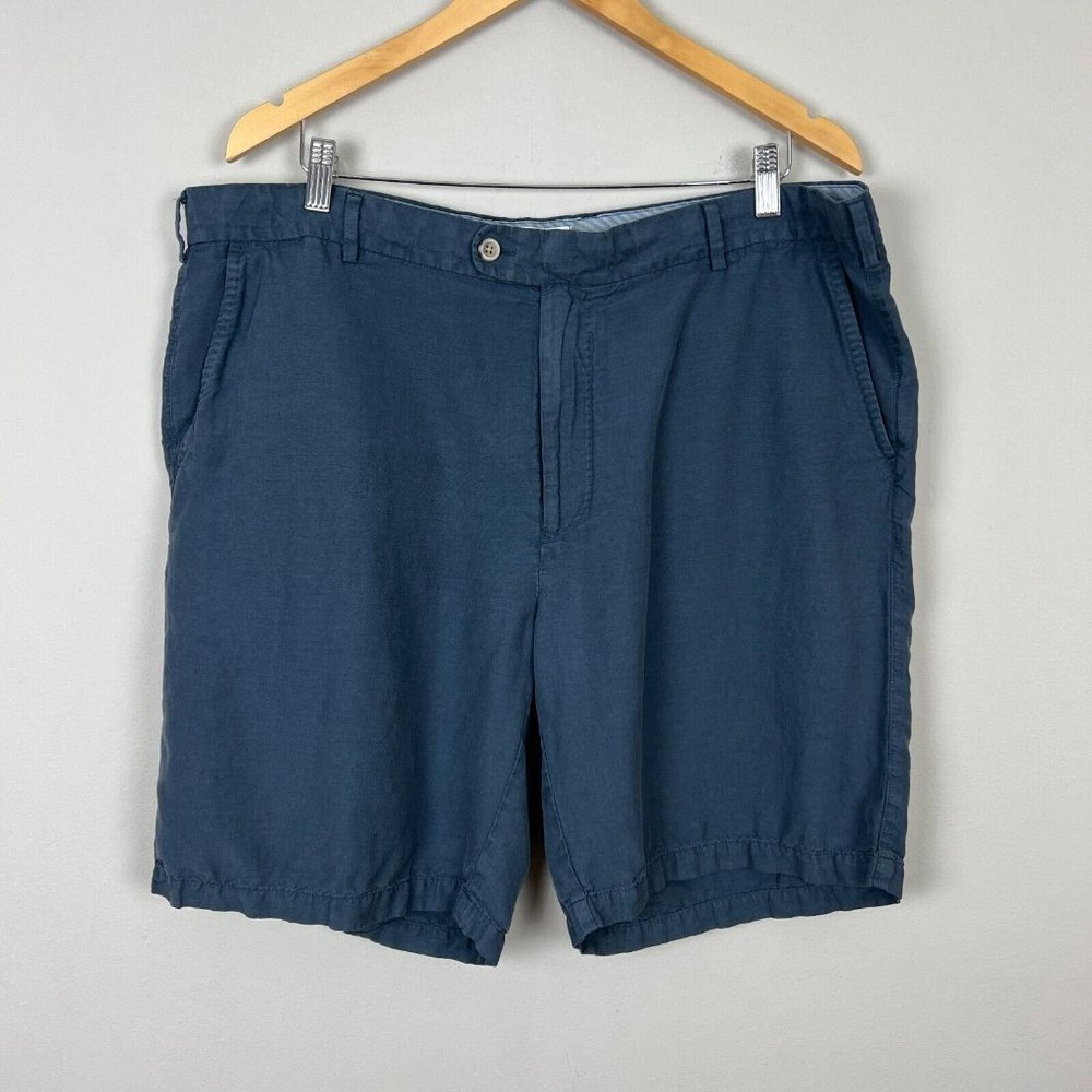 Peter Millar Shorts Mens 40 Blue Seaside Collection Linen Cotton Silk Casual‎ 9"